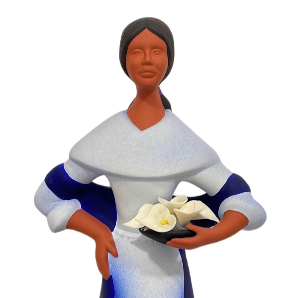 Lady with Lilies Latin American Folk Art Figurine